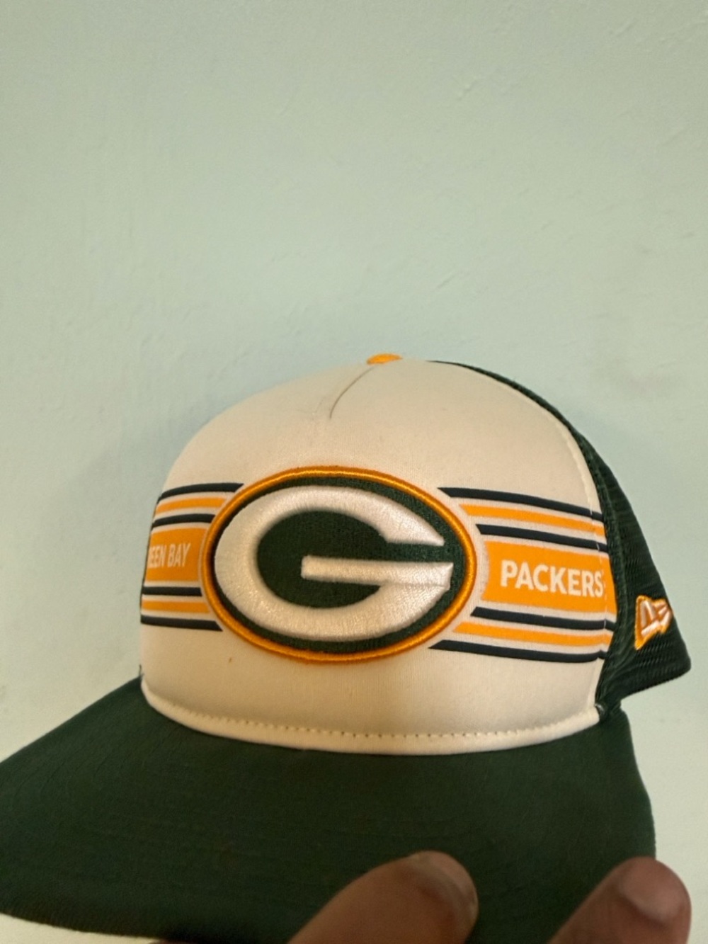 Vintage Green Bay Packers White and Green Trucker Hat